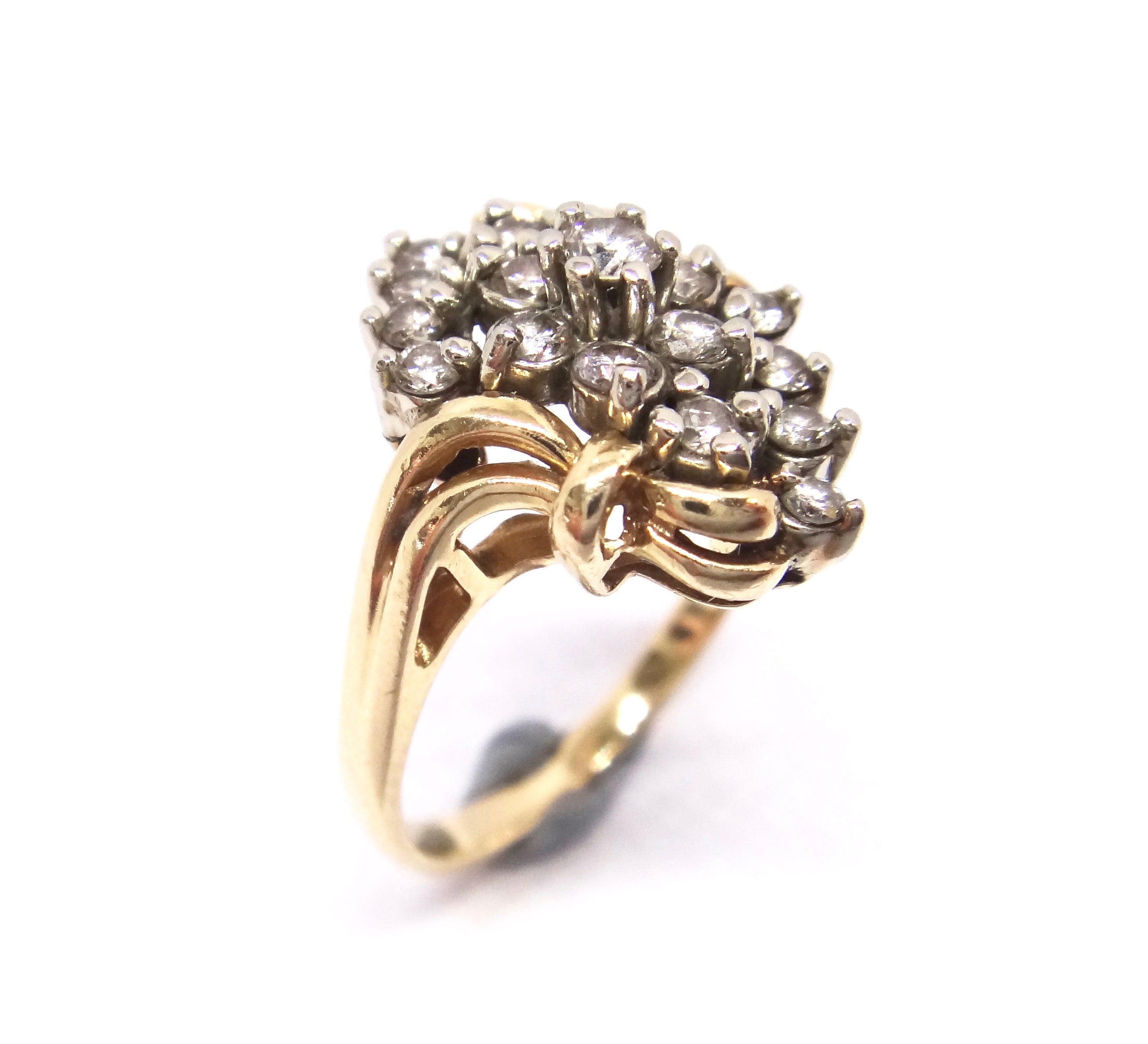 14CT Yellow GOLD & Multi Brilliant Cut DIAMOND Ring