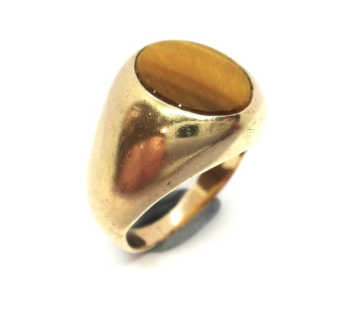 1950s 9ct Yellow GOLD & Tigers Eye Signet Ring