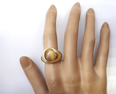 1950s 9ct Yellow GOLD & Tigers Eye Signet Ring