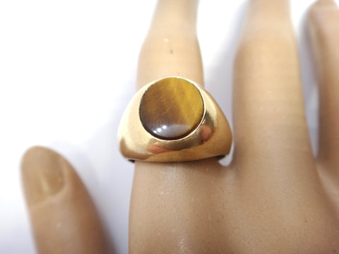 1950s 9ct Yellow GOLD & Tigers Eye Signet Ring