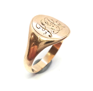 ANTIQUE 9ct Rose Gold Engraved Signet Ring