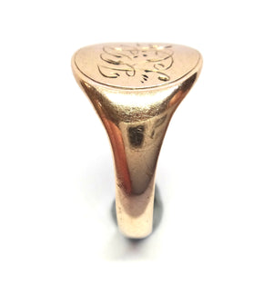 ANTIQUE 9ct Rose Gold Engraved Signet Ring