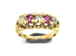 ANTIQUE 18ct Yellow Gold, Diamond & PINK SAPPHIRE Ring c.1890
