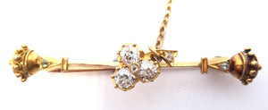 Boxed ANTIQUE 18ct Yellow Gold & Old Cut DIAMOND Brooch c.1860
