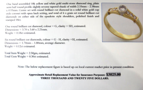 18ct Yellow Gold & DIAMOND Ring VAL $3,025