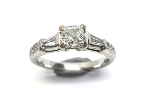 18ct White Gold, Cushion Cut DIAMOND Ring, VAL $7,280