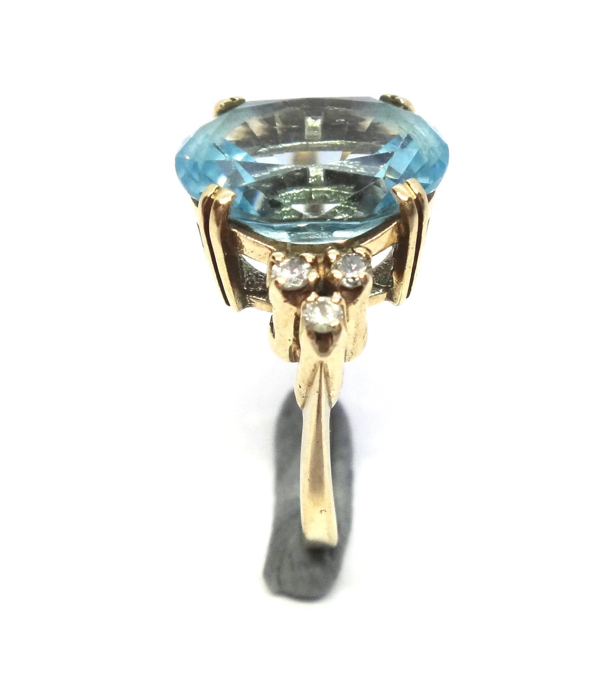 9ct Yellow Gold, Blue TOPAZ & Diamond Ring
