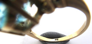 9ct Yellow Gold, Blue TOPAZ & Diamond Ring