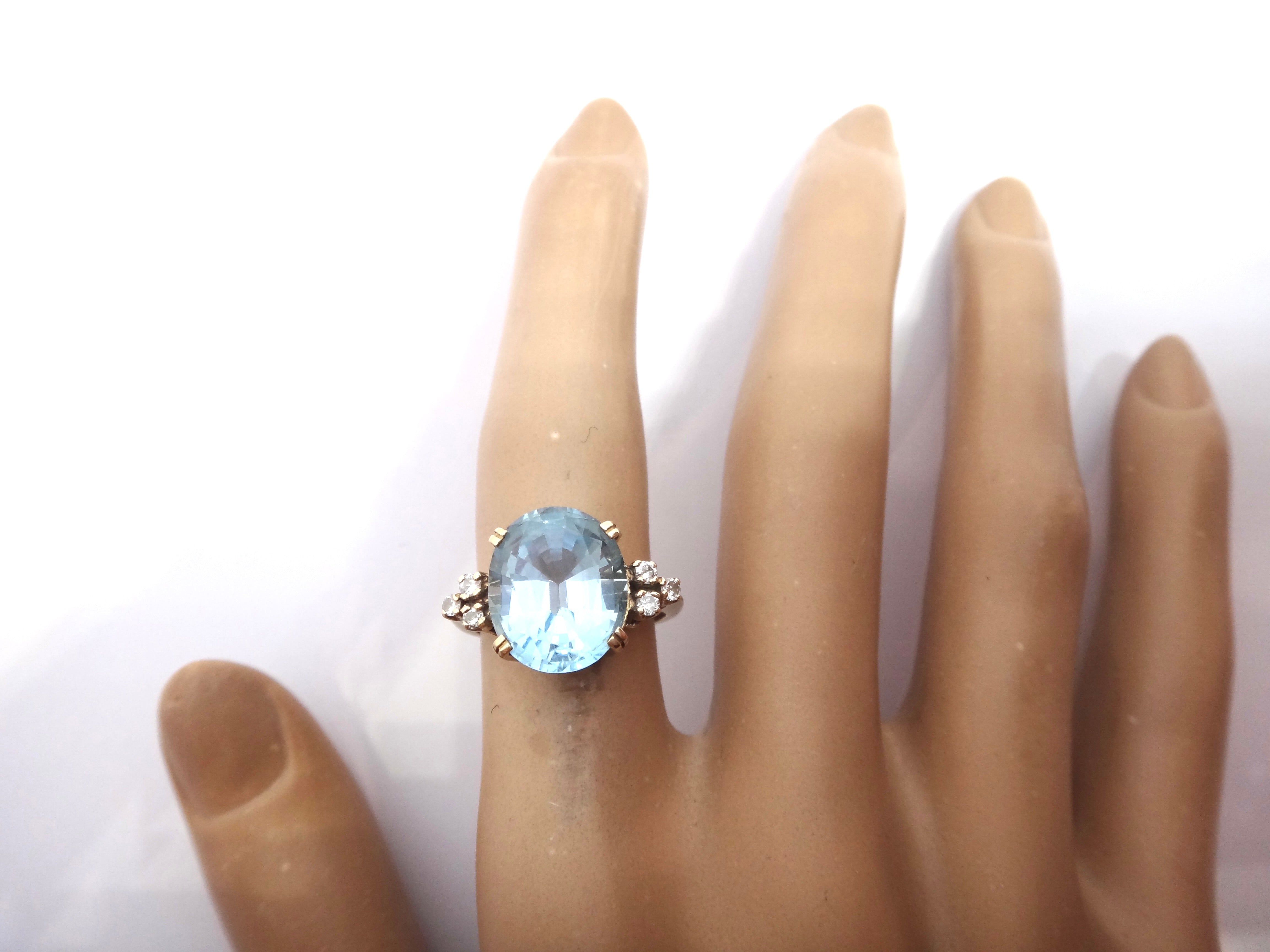 9ct Yellow Gold, Blue TOPAZ & Diamond Ring
