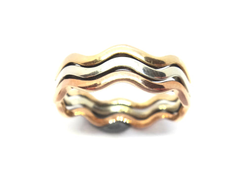 9ct White, Yellow & Rose GOLD Swirl Band Ring