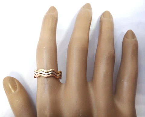 9ct White, Yellow & Rose GOLD Swirl Band Ring