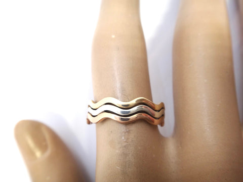 9ct White, Yellow & Rose GOLD Swirl Band Ring