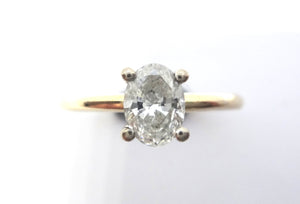 14ct Yellow Gold & Oval Cut DIAMOND Solitaire Ring