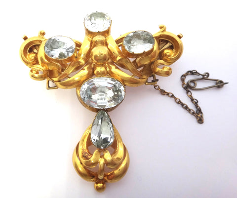 ANTIQUE 18ct Yellow Gold & AQUAMARINE Pendant, Brooch & Earrings VAL $21,500