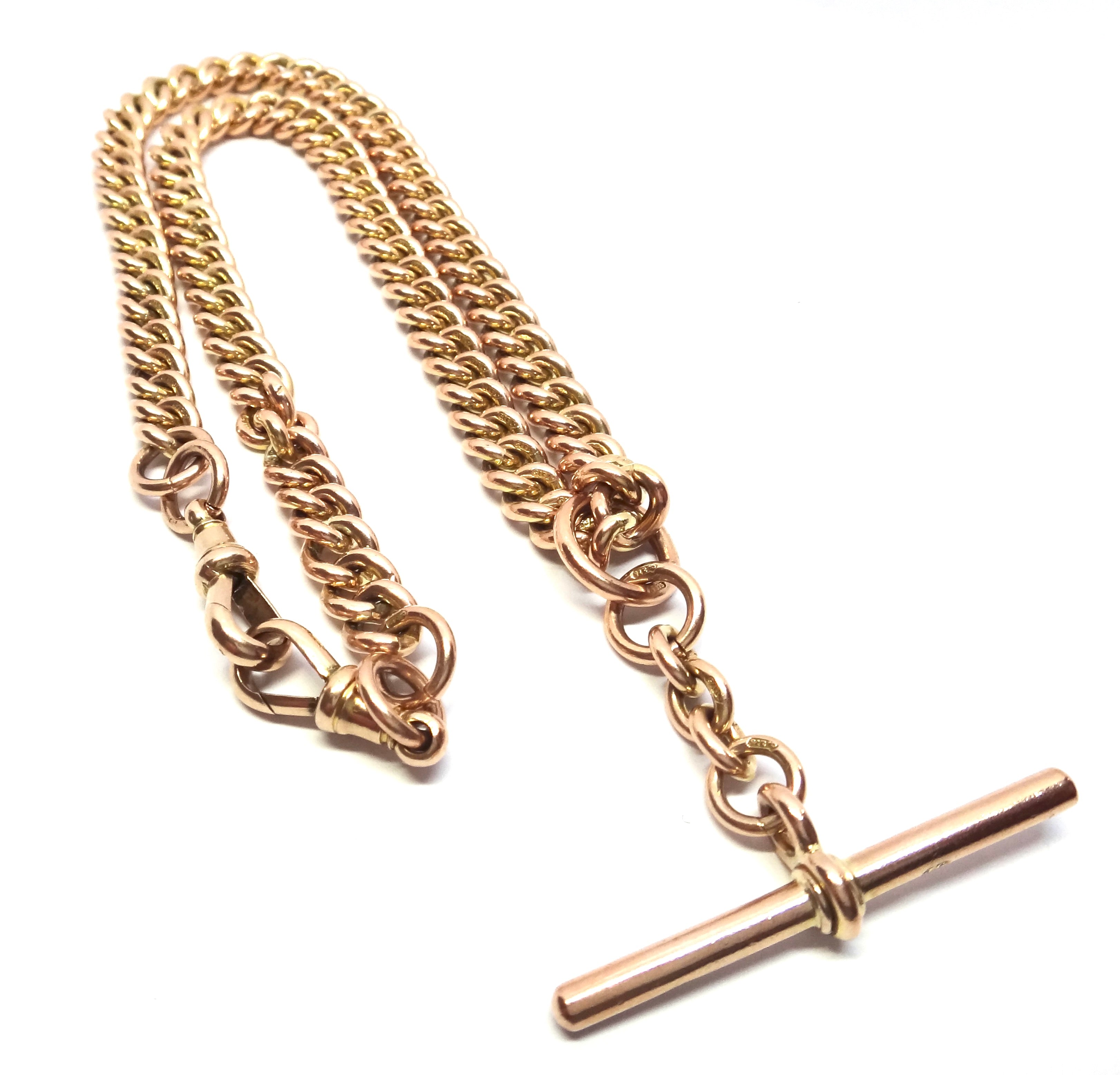 Heavy ANTIQUE 9ct Rose Gold Albert/Fob Chain Necklace c.1900
