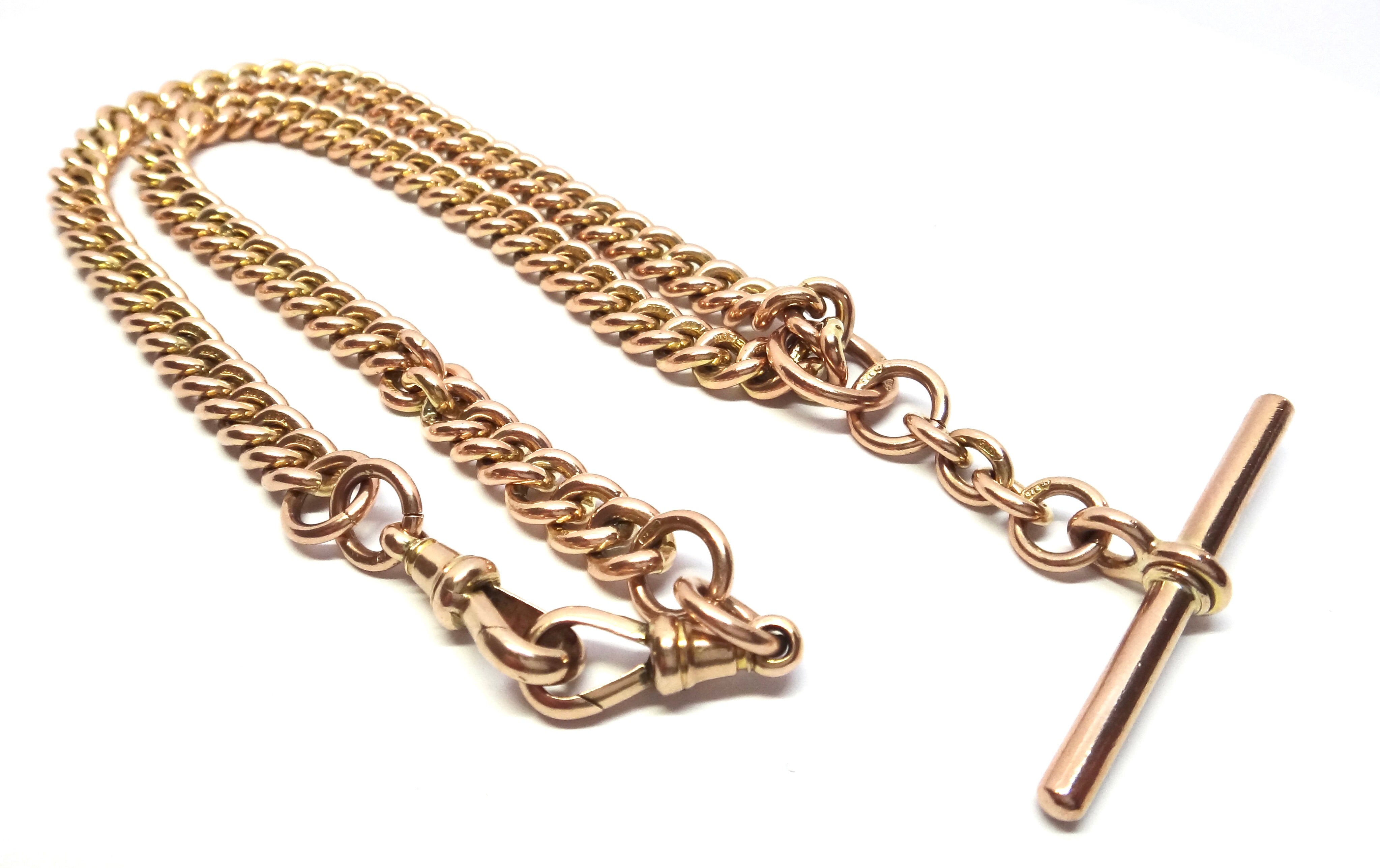Heavy ANTIQUE 9ct Rose Gold Albert/Fob Chain Necklace c.1900