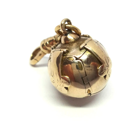 Rare ANTIQUE 9ct Yellow Gold & Silver Articulated MASONIC BALL Fob Pendant c.1910