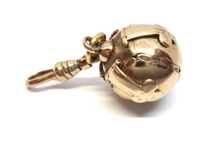 Rare ANTIQUE 9ct Yellow Gold & Silver Articulated MASONIC BALL Fob Pendant c.1910