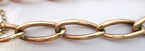 ANTIQUE 9ct Gold Bracelet with Heart Padlock c.1910