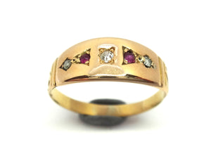 ANTIQUE 18ct Yellow Gold, Ruby & Diamond Ring c.1890