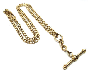 Long 9ct Yellow GOLD Albert/Fob Chain Necklace