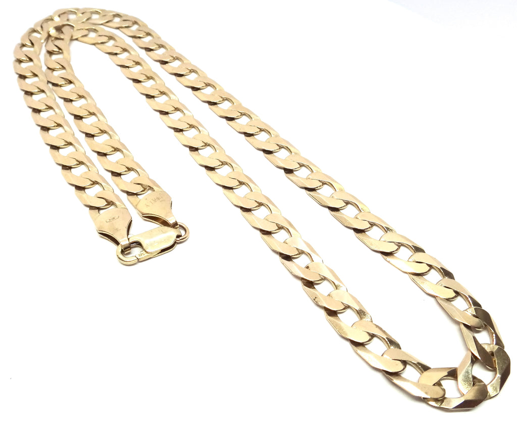 9ct Yellow GOLD Flat Curb Link Chain Necklace
