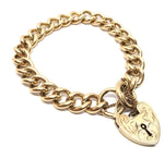 Heavy 9ct Yellow GOLD Curb Link Bracelet with Engraved Heart Padlock