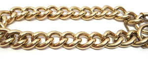 Heavy 9ct Yellow GOLD Curb Link Bracelet with Engraved Heart Padlock