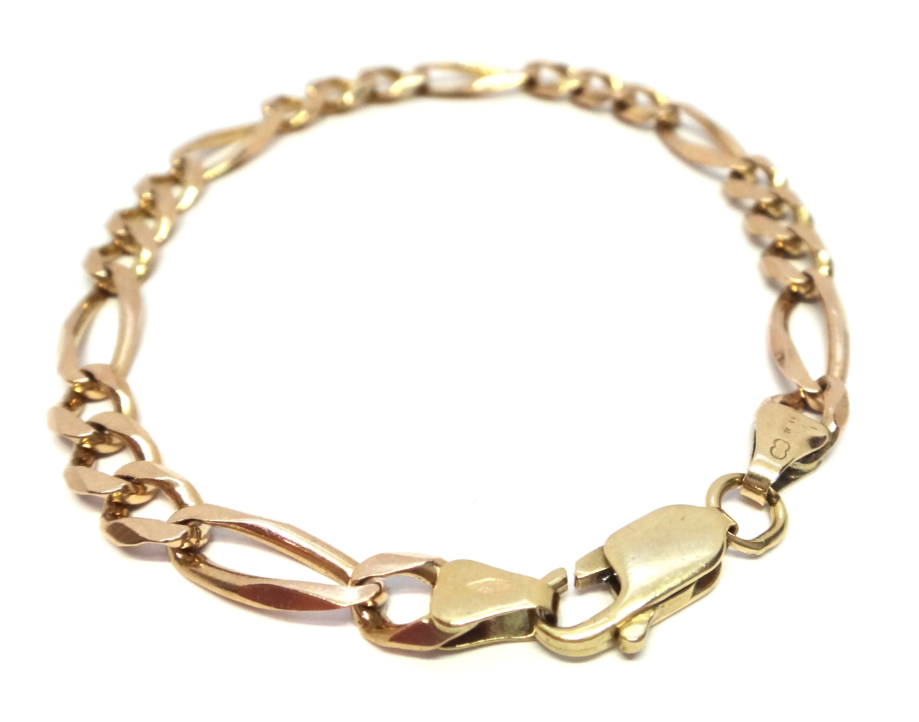9ct Rose GOLD Figaro Link Bracelet