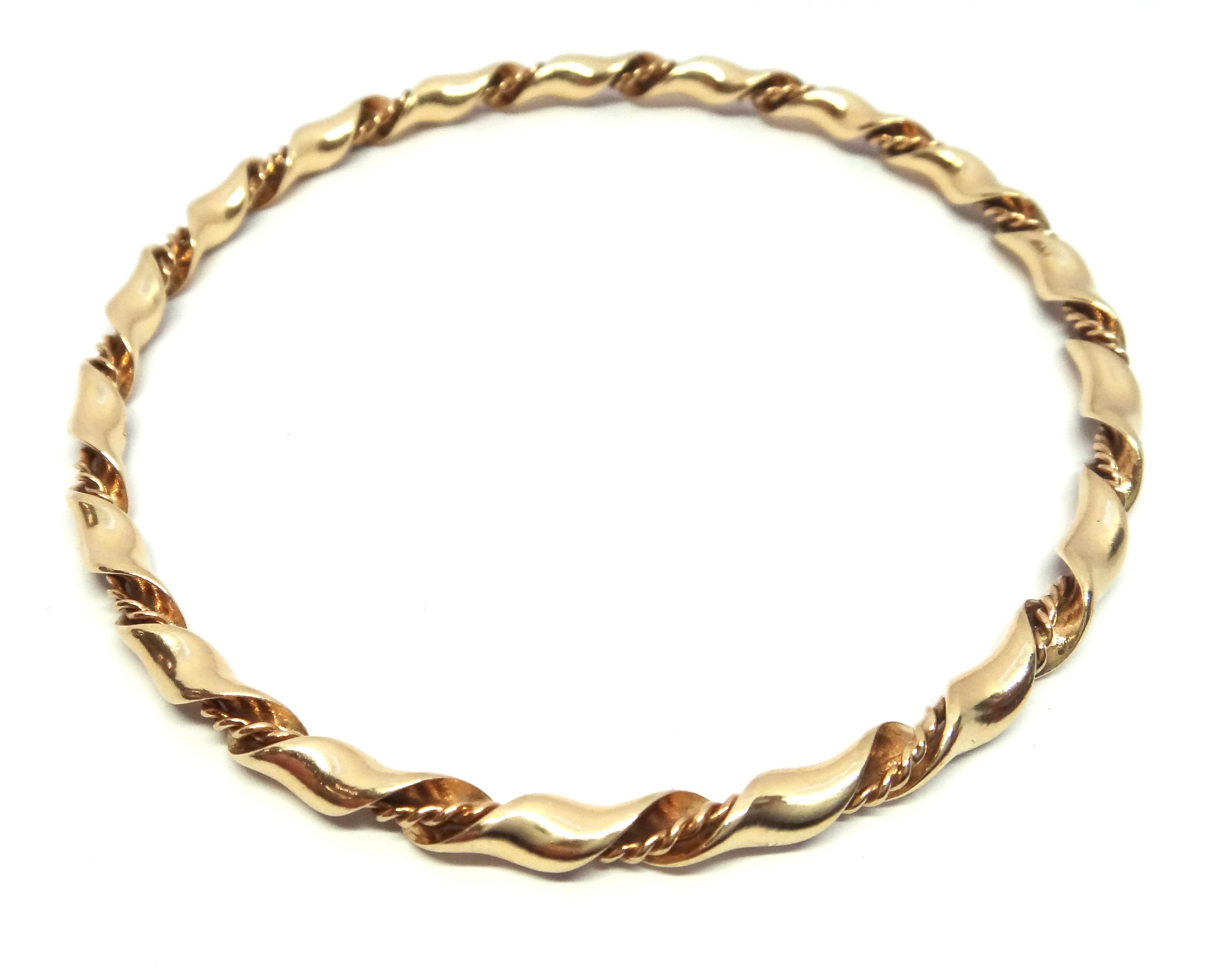 Solid 9ct Yellow GOLD Twisted Bangle