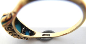 ANTIQUE 18ct Yellow GOLD, Turquoise & Diamond Ring c.1910