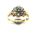 ANTIQUE 18ct Yellow GOLD, Sapphire & Pearl Ring - Birmingham c.1880