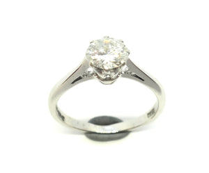 18ct White GOLD & Brilliant Cut DIAMOND Solitaire Ring - VAL $8,600