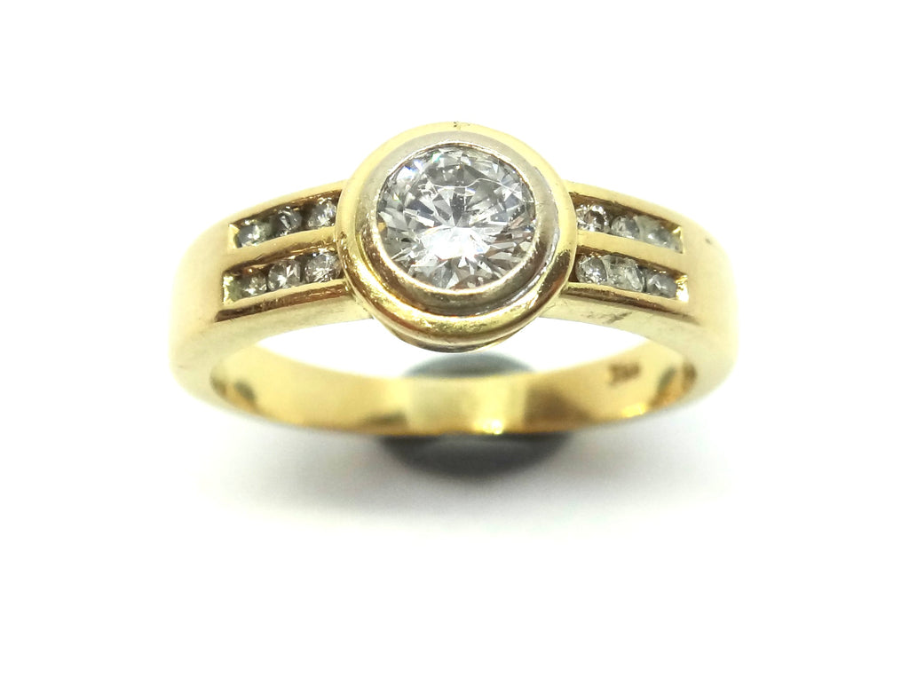 18ct Yellow GOLD & Diamond Collet Set Ring - VAL $5,900