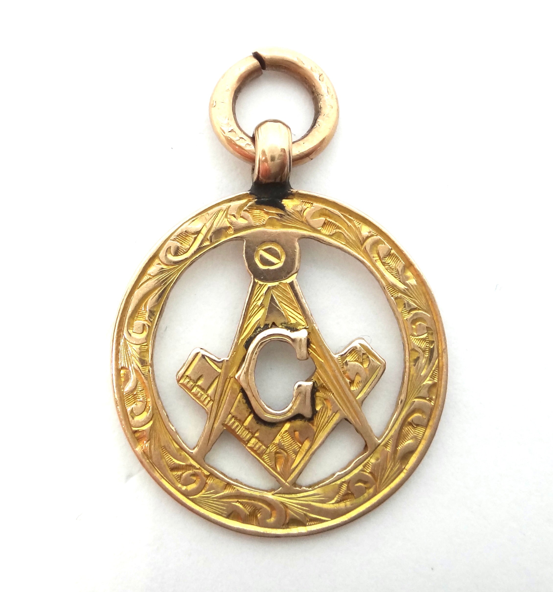ANTIQUE 9ct GOLD Masonic Fob Pendant - Birmingham 1913