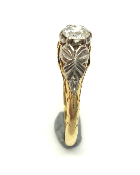 18ct Yellow GOLD & Solitaire Diamond Ring, c.1950