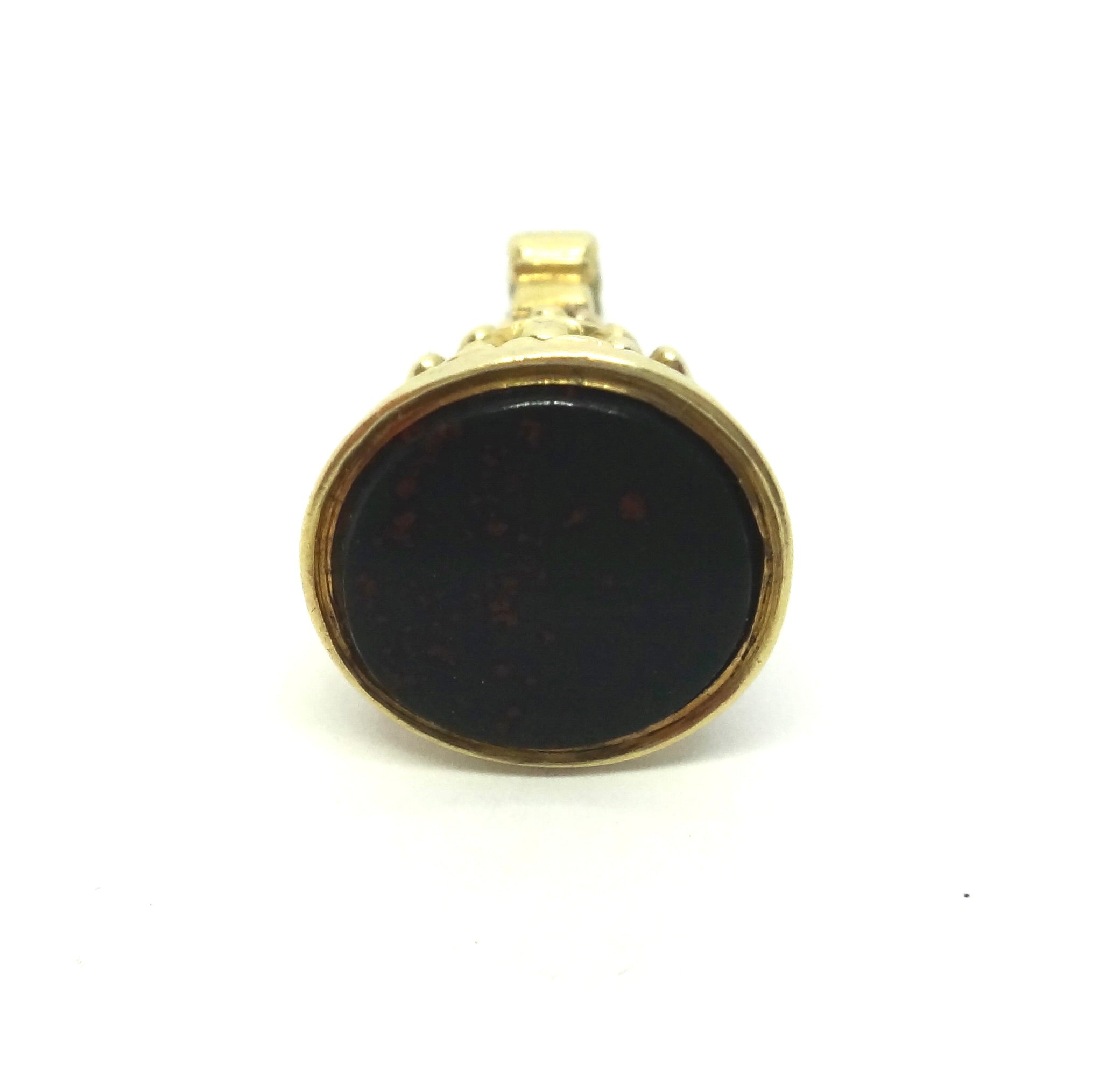 ANTIQUE 15ct Yellow GOLD & Bloodstone Seal c.1900