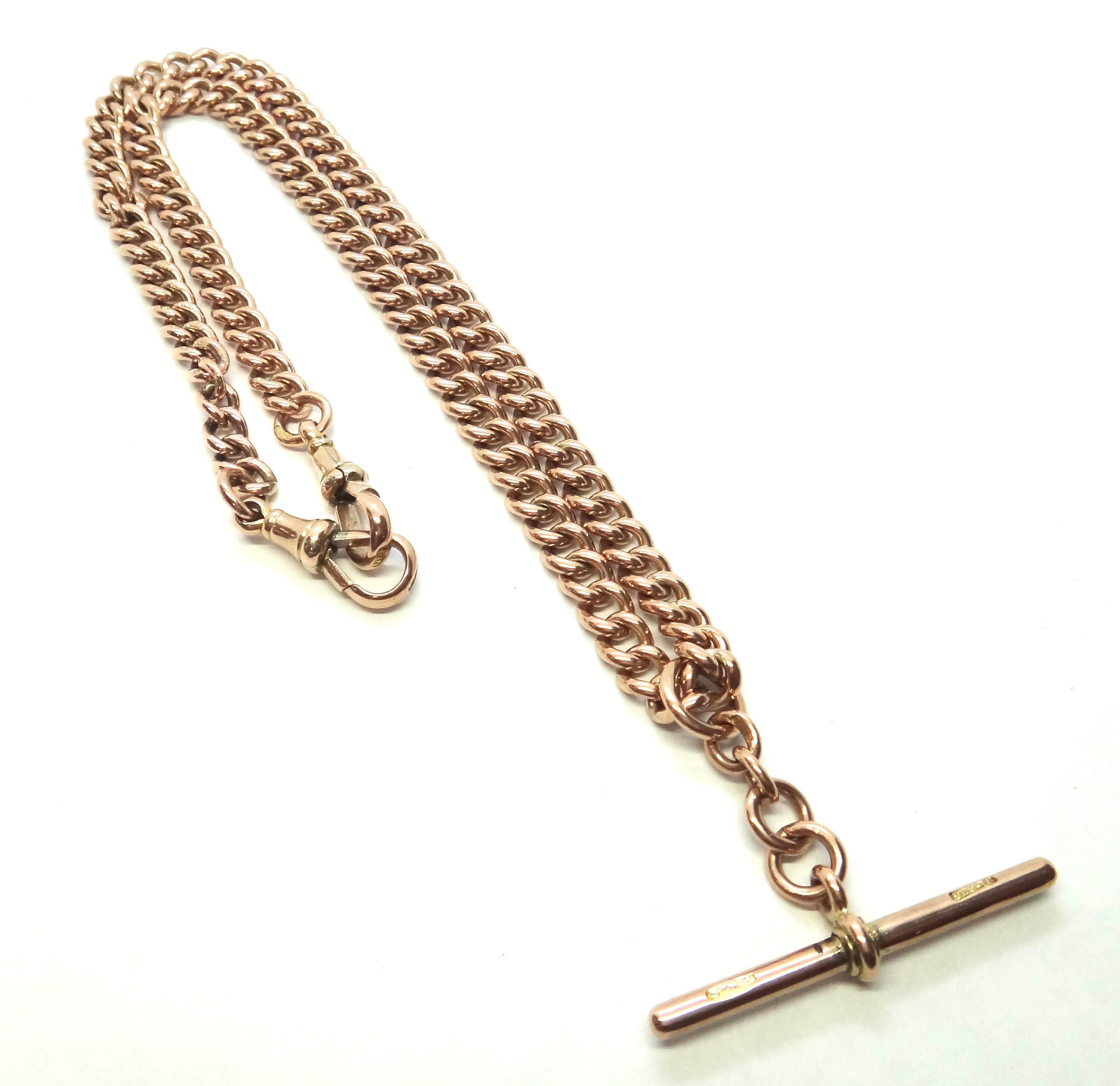 ANTIQUE 9ct Rose GOLD Albert/Fob Chain Necklace c.1900