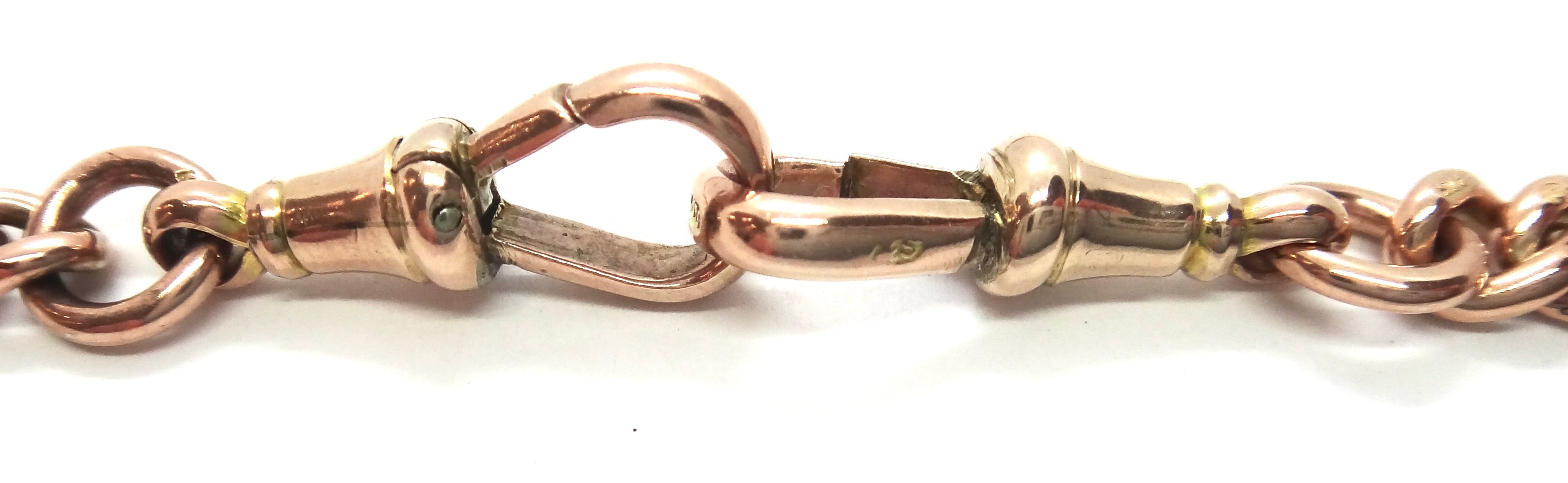 ANTIQUE 9ct Rose GOLD Albert/Fob Chain Necklace c.1900