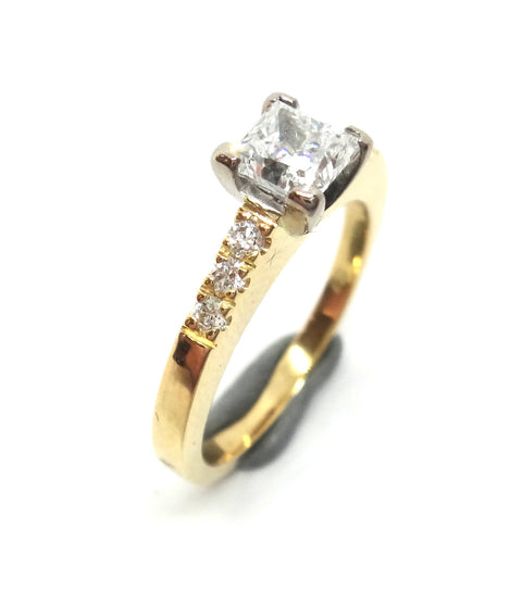 18ct Yellow GOLD & Princess Cut DIAMOND Ring, VAL $6,580