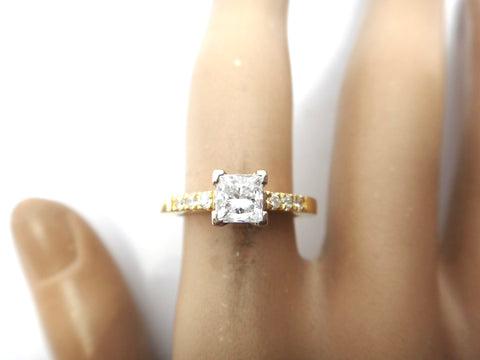 18ct Yellow GOLD & Princess Cut DIAMOND Ring, VAL $6,580