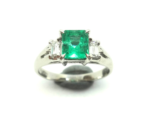 Platinum, EMERALD & Diamond Ring, VAL $7,350