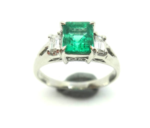 Platinum, EMERALD & Diamond Ring, VAL $7,350