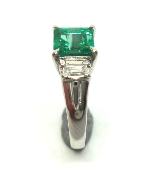 Platinum, EMERALD & Diamond Ring, VAL $7,350