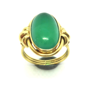 18ct Yellow GOLD & Cabochon Chrysoprase Ring