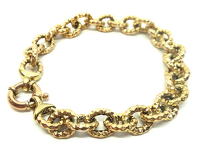 9ct Yellow GOLD, Hand Beaten Chain Link Bracelet