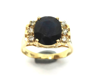 18ct Yellow GOLD, Natural Sapphire & Diamond Ring, VAL $2,700