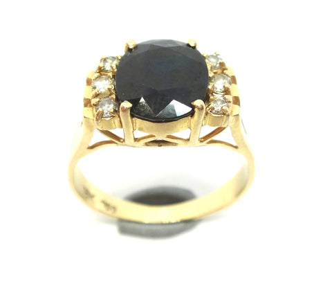 18ct Yellow GOLD, Natural Sapphire & Diamond Ring, VAL $2,700