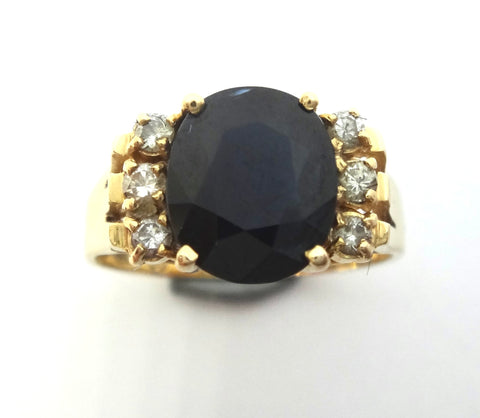 18ct Yellow GOLD, Natural Sapphire & Diamond Ring, VAL $2,700