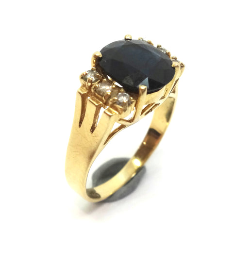 18ct Yellow GOLD, Natural Sapphire & Diamond Ring, VAL $2,700